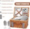 Wicker Picnic Basket for 2, Willow Hamper Basket with Large Insulated Cooler Compartment, Picnic Sets with Waterproof Picnic Blanket, Picnic Basket with 2 Person Kit for Camping, Hiking(Grey)